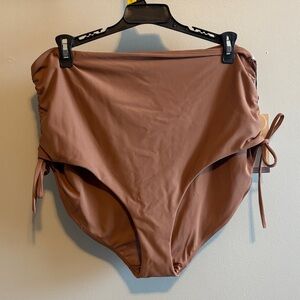 CALIA Women's High Waisted Ruched Side Tie Swim Bottoms